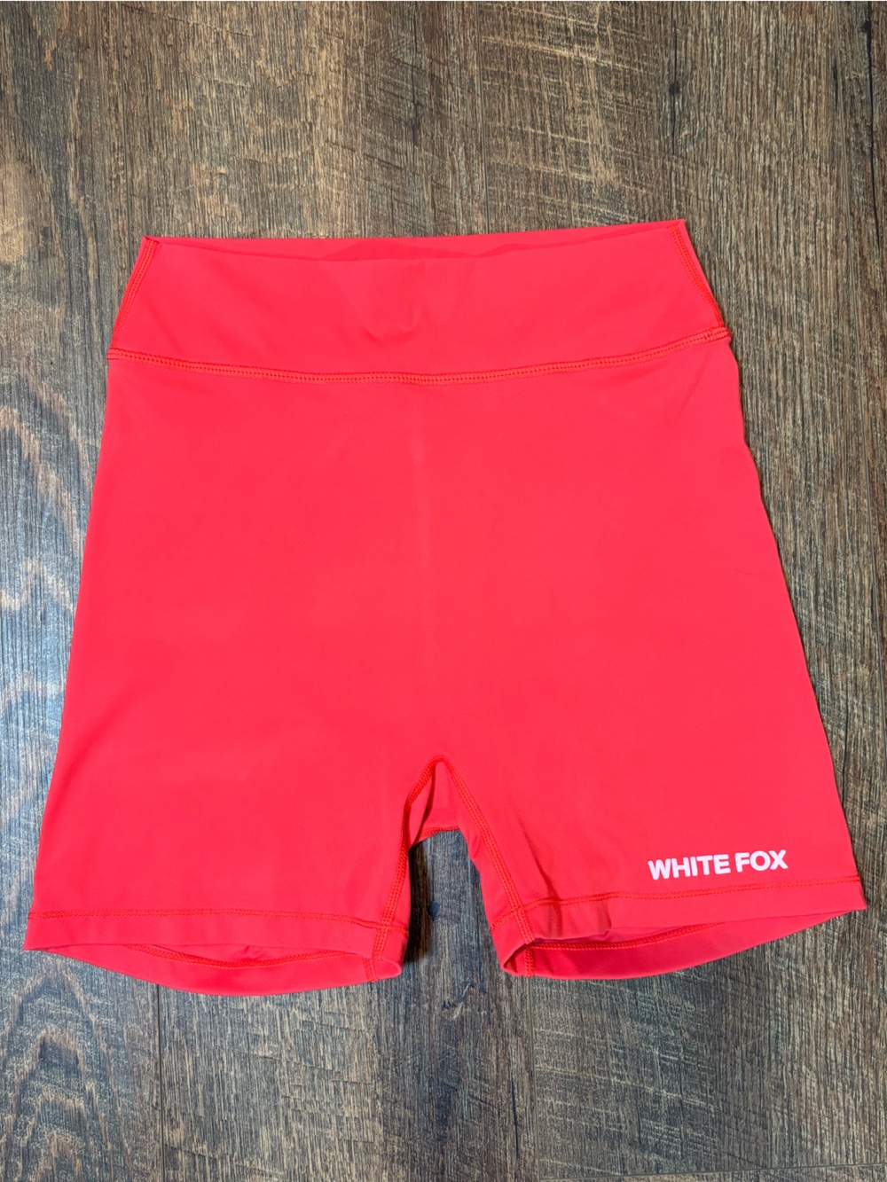 White Fox Bright Red Biker Shorts